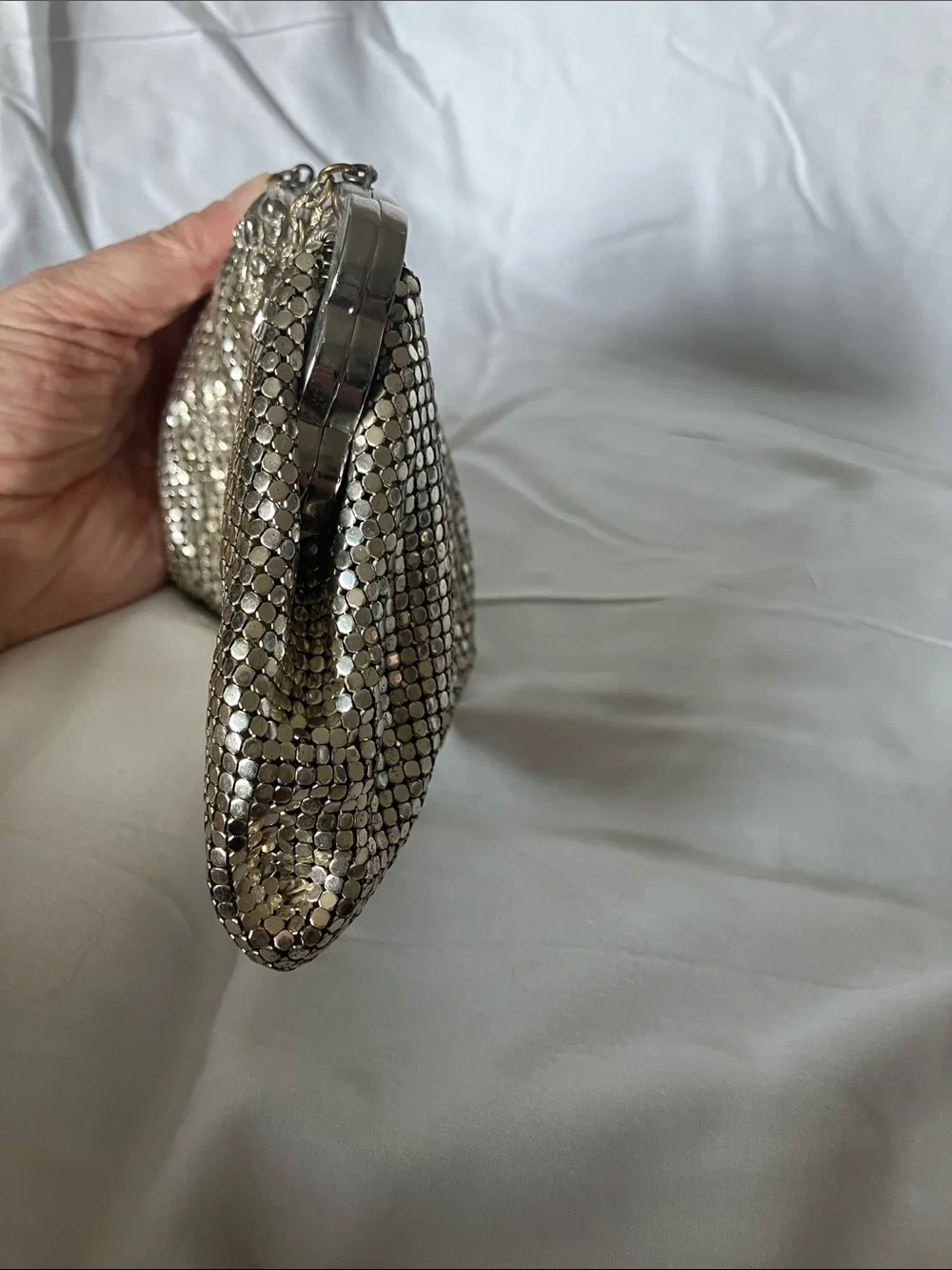 Silver Sequin Evening Clutch Handbag